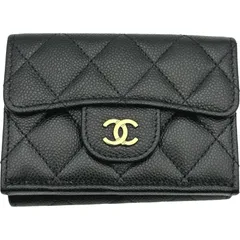 シャネル CHANEL スモールフラップ ウォレット AP0230 ブラック ゴールド金具 キャビア レディース 三つ折り財布