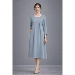 新品 DRESS PLUS ワンピース フォーマル 結婚式 ブルーグレー XL
