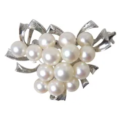 パールブローチ 本真珠×メタル 40×31.5(mm) パール 14P 6.1~7.5(mm) 重量約12.7g NT BCランク
