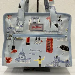 1665　Cath Kidston　キャスキッドソン　ハンドバッグ　トートバッグ　ライトブルー　水色　レディース　ロンドン　イギリス　レディース　シンプル　きれいめ　カジュアル　コーティング　PVC　キャンバス　サブバッグ