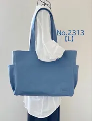 【Lサイズ】ブルーグレー　8号倉敷帆布使用　肩掛けバッグ　akaneko 大きめ