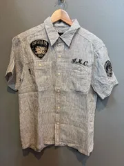 VANSON インディアンモトサイクル ベティブープ Indian Motocyacle White STRIPE BBI-927 半袖シャツ ストライプシャツトップス メンズ Mサイズ 白のサムネイル