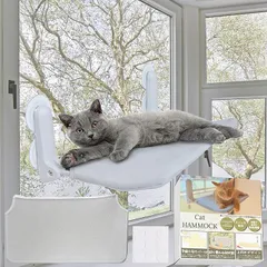 fabuon life 2026年新モデル 猫 窓用 ハンモック 上向きデザイン 専用両面テープ9個付 強力 吸盤 大型 カバー2枚入り ファスナー式 組立簡単 洗濯可能 (最新型無地グレーベルベット＆グレーメッシュ,  大（30cmx52cm）)