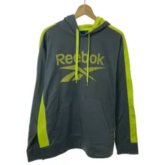 【中古】　Reebok　パーカー　トレーニングウェア　プルオーバー　トップス　裏起毛　プリント　ブランドロゴ　スポーツウェア　古着　/7072