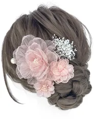 ウエディング 七五三 謝恩会 卒業式 結婚式 かわいい 成人式 花火大会 パール 祭り かすみ草 髪留め 花飾り 浴衣 ピンク 着物 和装 B3301 ヘアアクセサリー 髪飾り