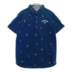 サイズ：L CALLAWAY SELECT キャロウェイ セレクト  半袖ポロシャツ エッフェル塔 総柄 ネイビー系 [240101658555] ゴルフウェア メンズ ストスト