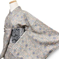 三花】未使用品 美品 小紋 更紗柄 ブルー オリエンタル カジュアル 