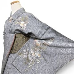 大島紬 小紋 身丈157 裄64 紬 唐花模様 大輪 着物 051b - メルカリ