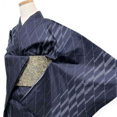 大島紬 小紋 身丈158 裄66 藍染 菱文様 正絹 着物 033b p - メルカリ