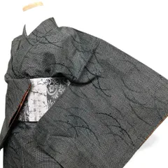 小紋　身丈153　裄63　紬　モノトーン　芝草　正絹　着物　033b p