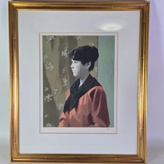 松任谷國子 肉筆画 女性像 色紙画／松任谷由実・頭山満の系譜に連なる