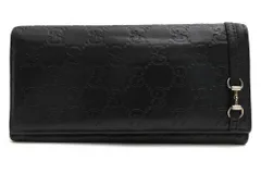 グッチ／GUCCI 長財布 財布 ウォレット レディース 女性 女性用 レザー 革 本革 ブラック 黒  245775 GGホースビット金具 小銭入れあり 二つ折り ユニセックス 男女兼用