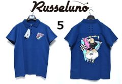 新品 ラッセルノ ゴルフ イーグルプリント 鹿の子 ポロシャツ (5/L