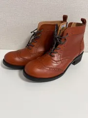 未使用品　あしながおじさん　レースアップブーツ　サイドジップ　24cm 革　茶　ブラウン
