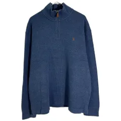Polo by Ralph Lauren ポロ ラルフローレン ハーフジップ コットンセーター ブルー(メンズ XL)中古 古着 X7440