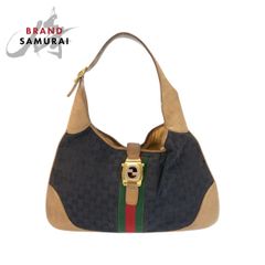 GUCCI グッチ シェリーライン ブラック ブラウン ゴールド金具 GGキャンバス /レザー ショルダーバッグ ホーボー レディース 601554 【中古】 GUCCI グッチ シェリーライン ブラック ブラウン ゴールド金具 GG