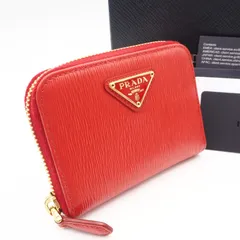 ★3日以内返品可★ 美品 PRADA プラダ サフィアーノ ラウンドファスナー コインケース 1MM268 コインケース レッド サフィアーノ レディース