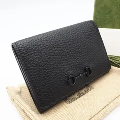 ★3日以内返品可★ 極美品 GUCCI グッチ レザー ホースビット コンパクトウォレット 745983 カードケース ブラック レザー メンズのサムネイル