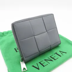 ★3日以内返品可★ 未使用 BOTTEGAVENETA ボッテガヴェネタ イントレチャート大 二つ折りファスナーウォレット 750252 三つ折り財布 グレー ラムスキン メンズ