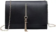 ドナリー ミニショルダーバッグ クラッチバック パーティー 小さめ かばん レザー レディース (ブラック,  Free Size)