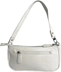 ドナリー ショルダーバッグ レディース 小さめ 薄型 ハンドバック ポシェット 肩かけ 手提げ ワンショルダー PUレザー 軽量 クロコ型押し (ホワイトベージュ,  Sサイズ)