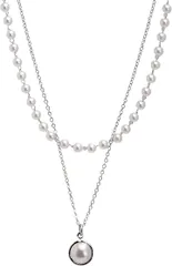 ドナリー 真珠 パール あずきチェーン ネックレス チョーカー レディース (シルバー,  フリーサイズ)