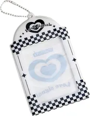 ドナリー カスタムカードホルダー トレカケース ストラップ付き キーホルダー パスケース 韓国 可愛い (ホワイト/ブラック1)