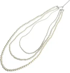 ドナリー 真珠 パール ネックレス 結婚式 セット ロング 白 フォーマル 可愛い レディース (ホワイト,  フリーサイズ)