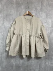 coca コカ ブルゾン ジャガード ペプラム ジャケット sizeL/ベージュ ■◇ レディース