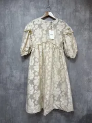 美品 MEIMEIJ メイメイジェイ タグ付 バルーン 花柄 ジャガード フレア ワンピース size38/アイボリー ■◆◎レディース