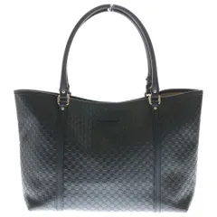 GUCCI (グッチ) マイクログッチシマ レザートートバッグ ブラック 449647