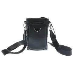 PRADA (プラダ) トライアングルロゴ レザー スマートフォンポーチ ショルダーバッグ ブラック 2ZH155