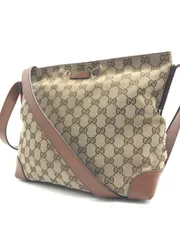 GUCCI　グッチ　ショルダーバッグ　GGキャンバス×レザー　シェリーライン　4861
