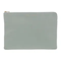 CELINE セリーヌ ソロ クラシック ポーチ クラッチバッグ レディース レザー アースグリーン ゴールド金具 中古