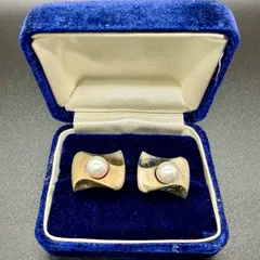 【真珠】ヴィンテージ カフス SILVER刻印 パール シルバー ケース付