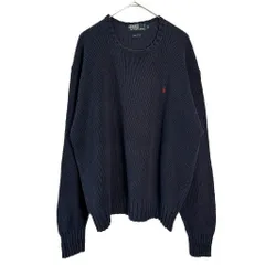 Polo by Ralph Lauren ポロ ラルフローレン コットンニットセーター ネイビー(メンズ XL)中古 古着 X7457