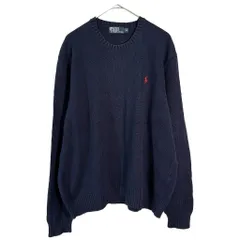 Polo by Ralph Lauren ポロ ラルフローレン コットンニットセーター ネイビー(メンズ XL)中古 古着 X7459