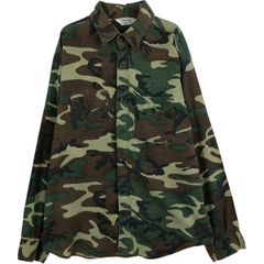 80s USA製 ファイブブラザー プリントネルシャツ XL ウッドランドカモ