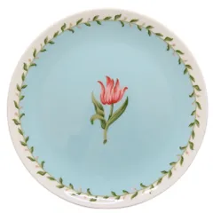 【中古】TIFFANY＆Co. ティファニー ピンクチューリップ プレート カラー:ブルー 平皿 約24cm 洋食器 皿 食器 キッチン雑貨 ワンプレート 8寸皿 メイン皿 インテリア テーブルウェア A2406030【無料ギフトラッピング承ります】