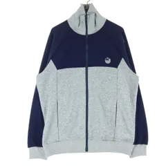 美品 asics アシックス 90s オールド 長袖 ハイトップ トラックジャケット O ネイビー系 グレー メンズ 古着のサムネイル