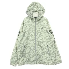 adidas アディダス ワンポイントロゴ 迷彩柄 長袖 ウインドブレーカー O ライトグレー メンズ 古着