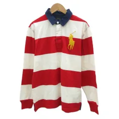 ポロ ラルフローレン POLO RALPH LAUREN ポロシャツ 長袖 ボーダー柄 L 160 赤 白 ビッグポニー 刺繍 /SY10 ■ECE003 男の子
