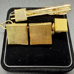 【高見え】ゴールド スクエア ネクタイピン カフス タックピン 3点セット ビジネス