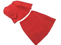 MACKINTOSH PHILOSOPHY マッキントッシュフィロソフィー ウール混 ツイード ブラウス スカート セットアップ size38/赤 ◇■ レディース