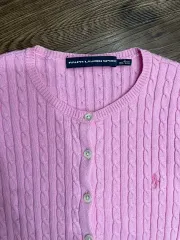 ポロ ラルフローレン レディース ケーブル コットン ニット カーディガン ピンク S