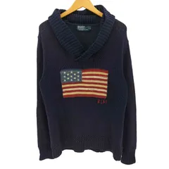 ポロバイラルフローレン Polo by RALPH LAUREN 90S 星条旗 ショールカラー  ニット メンズ import：M 