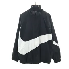 NIKE ナイキ ビッグスウッシュ ナイロンジャケット XXL ブラック 裏メッシュ メンズ 古着