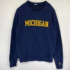 古着 80's～90's/80年代～90年代 USA製 スウェット ラグラン カレッジロゴプリント トレーナー　ミシガン M  ネイビー メンズ