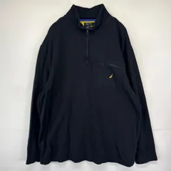 古着 ノーティカ NAUTICA スウェット ハーフジップ トレーナー 大きいサイズ ワンポイントロゴ 薄手 2XL  ブラック系 メンズ