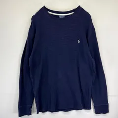 古着 ポロ・ラルフローレン POLO RALPH LAUREN 長袖Tシャツ サーマル ワンポイントロゴ クルーネック XL  ネイビー メンズ